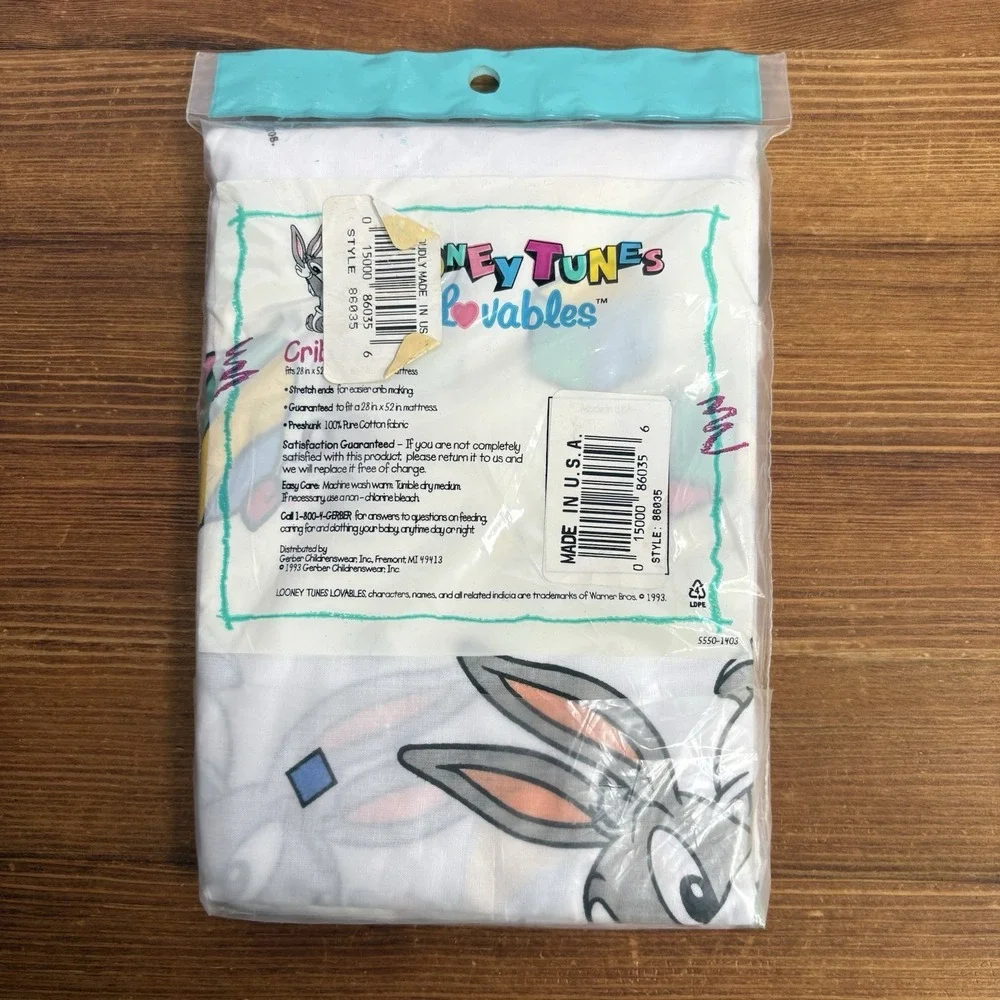 Vintage 1993 Looney Tunes Lovables Baby Sylvester Crib Sheet NOS Sealed Cotton